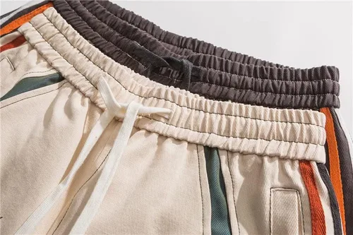 Vista 3 de Aelfric Eden Pantalones cortos deportivos de retazos para hombre de los años 90, con múltiples bolsillos, cintura elástica, estilo cargo, pantalones