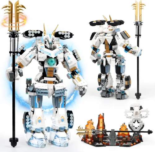 Vista 6 de HIGH GODO Samurai Mech Warrior - Juego de construcción de bloques de construcción de robot con espadas dobles, 923 piezas, regalo creativo