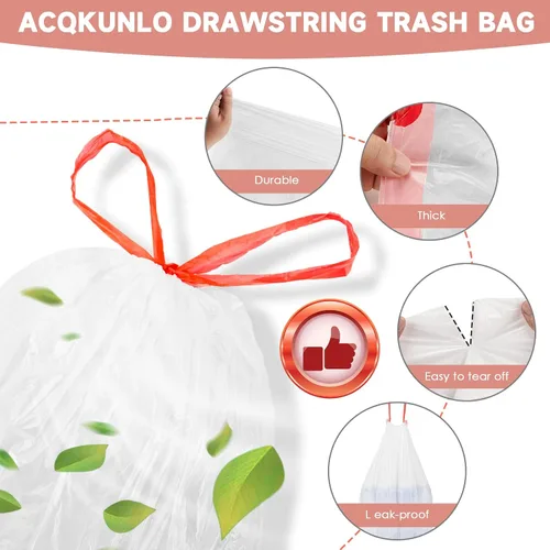 Vista 5 de Magesh - Bolsas de basura de 1.2 galones con cordón para baño, 125 unidades, mini bolsa de basura pequeña, sin perfume, de plástico grueso y fuerte
