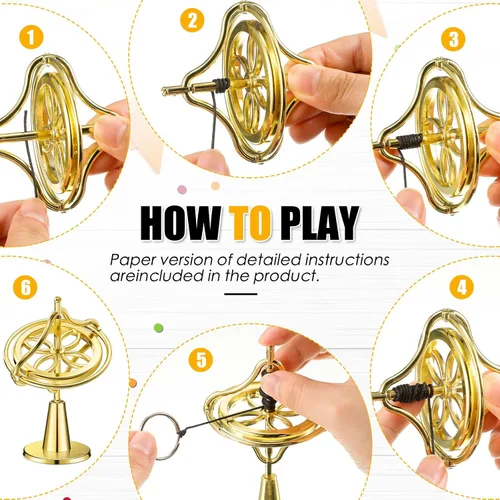 Vista 2 de Weewooday Giroscopio oro giroscopio equilibrio metal anti-gravedad Spinning Top para educativo, juguete de entrenamiento