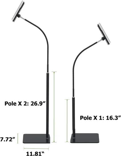 Vista 4 de Soporte de piso para tableta con cuello de cisne flexible y base de aluminio estable adecuado para teléfono inteligente y tableta de 3.5 a 10.6 Negro