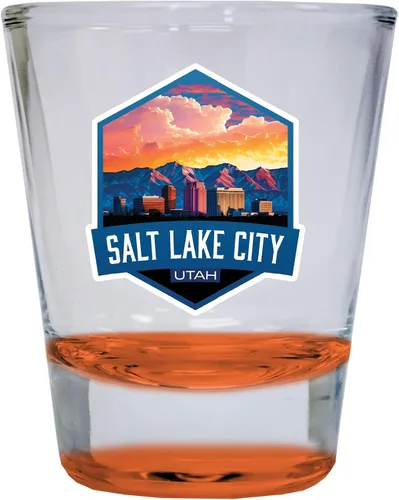 Vista 4 de Salt Lake City Utah Souvenir - Vaso de chupito redondo de 1.5 onzas, color azul A