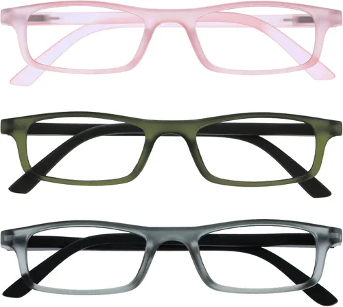 Vista 18 de OPULIZE TED - Lentes de lectura para mujeres y hombres, marco mate rectangular ligero y estrecho con bisagras de resorte, color negro +1.50