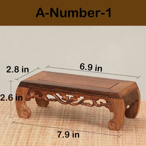 Vista 2 de GOLDY&WENDY Base de madera oriental de ala de pollo, pedestal de palisandro, soporte de pedestal rectangular para esculturas de plantas