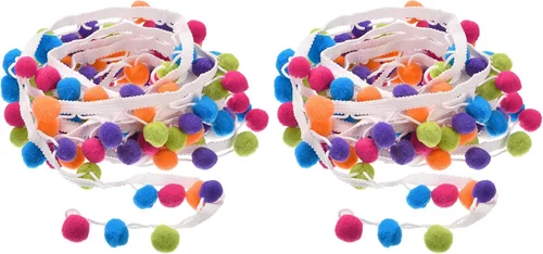 Vista 7 de uxcell 5 yardas con flecos de pompón, accesorio de costura de cinta para manualidades, para el hogar, cortina, ropa, almohada, decoración