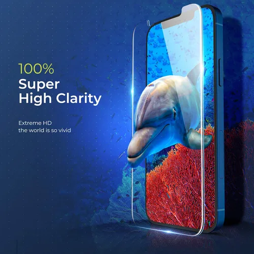 Vista 5 de ORIbox Protector de pantalla de cristal para iPhone 13 Pro Max, 3 paquetes de protección ocular antiarañazos, protector de pantalla de vidrio