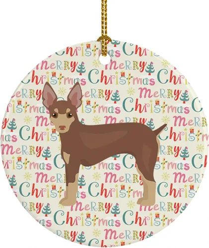 Vista 60 de Caroline's Treasures Abyssinian Sand Terrier - Adorno de cerámica para colgar en el árbol de Navidad, para el hogar, Navidad, fiestas, regalo, 3