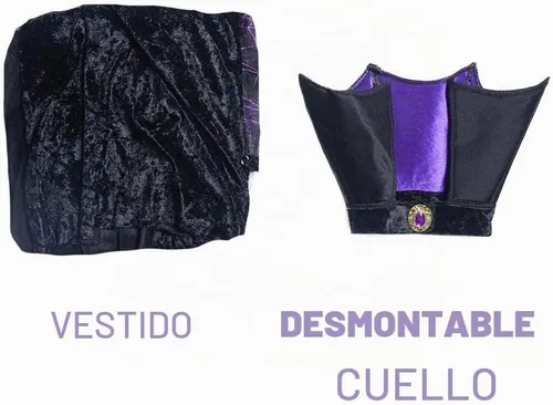 Vista 6 de EraSpooky Disfraz de vampiro para niñas, vestido gótico de murciélago para Halloween