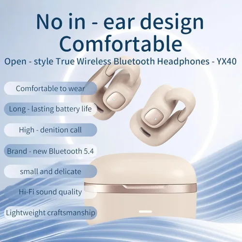Vista 2 de Auriculares inalámbricos con clip de oreja abierta, Bluetooth 5.4, con clip, reducción de ruido de llamadas ENC, comodidad ligera, ajuste estable