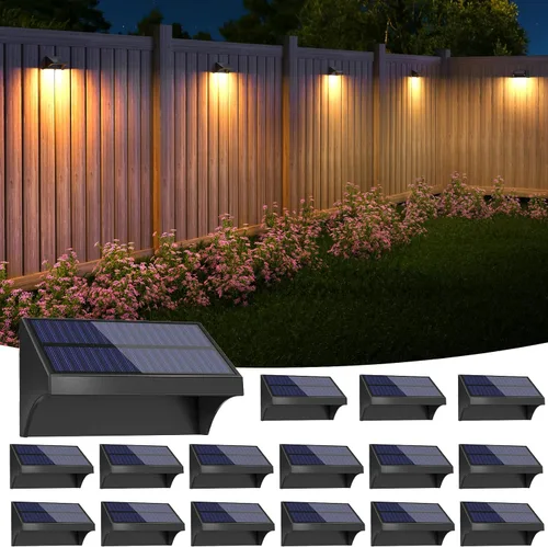 Vista 14 de NIORSUN Luces de valla para exteriores, paquete de 6 luces solares LED impermeables para valla con batería de 1500 mAh, blanco cálido/blanco Negro