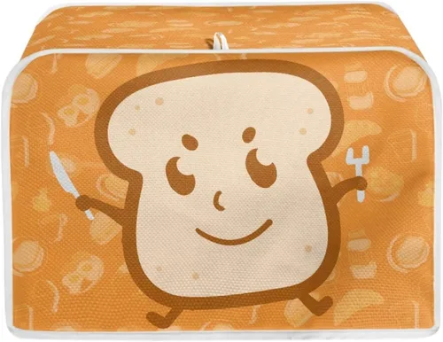 Vista 19 de Cubierta para tostadora de 2 rebanadas con tema de desayuno para cocina, lavable para electrodomésticos, cubierta para hacer pan, resistente a