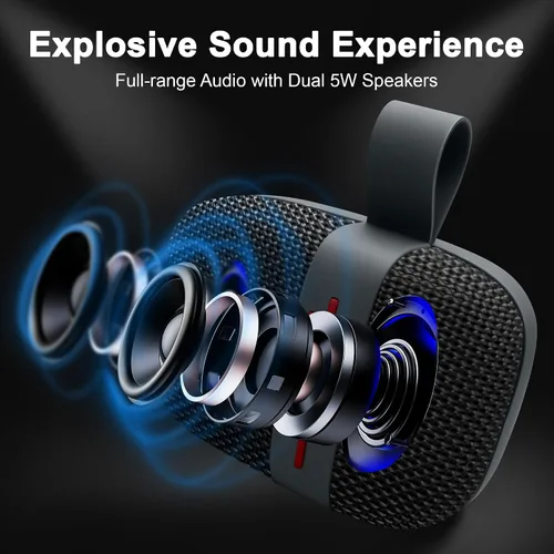 Vista 4 de Fisher Altavoces Bluetooth portátiles, altavoces con clip Bluetooth inalámbricos, altavoz impermeable IPX5, altavoz Bluetooth de potencia máxima