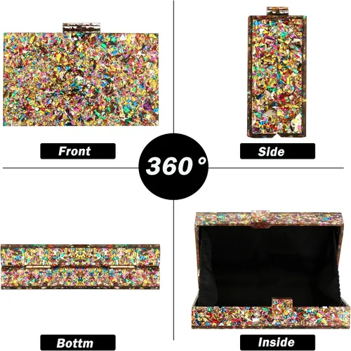 Vista 2 de Bolsos de noche para mujer, bolsos de noche acrílicos multicolores, bolsos y bolsos de hombro, bolso cruzado formal, boda, fiesta de graduación