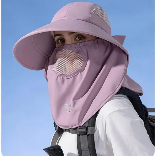 Vista 3 de KORADI Sombreros de pesca solar para mujer, ala ancha, protección UV, plegable, sombrero de verano con solapa desmontable