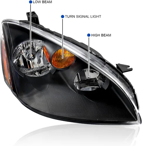 Vista 4 de SPEC-D TUNING Jdm - Faros delanteros transparentes negros con reflector ámbar, compatible con Nissan Altima L+R 2002-2004