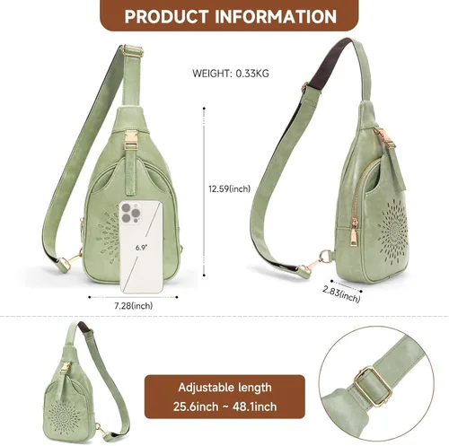 Vista 3 de APHISON Bolso bandolera para mujer, riñonera cruzada para mujer, mochila pequeña de moda con correa de guitarra