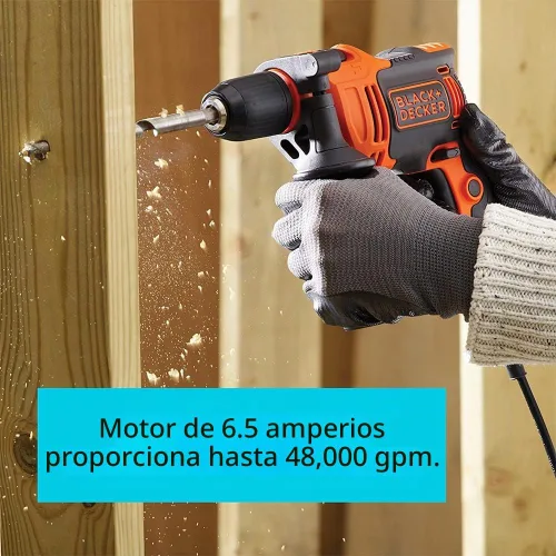Vista 3 de BLACK+DECKER Taladro percutor, 6.5 amperios, 1/2 pulgada (BEHD201)