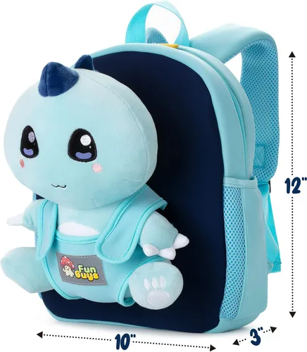 Vista 8 de FunGuys Mochila Kawaii de dinosaurio para niños de 3 a 5 años, mochila para niños y niñas, mochila preescolar para niños de 5 a 7 años, jardín