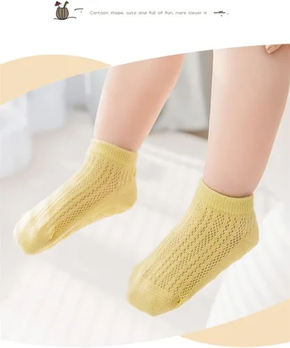 Vista 3 de Calcetines de agarre para bebé, antideslizantes, de malla fina, con ojales, unisex, para niñas y niños, calcetines tobilleros