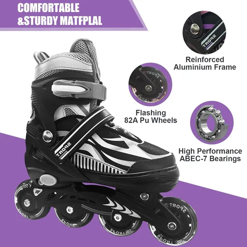 Vista 2 de Patines en línea ajustables para niños y niñas de 4 a 16 años, todas las 8 ruedas de los patines en línea se iluminan, patines en línea para niños
