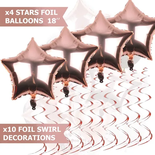 Vista 2 de Suministros de fiesta de oro rosa (juego de decoraciones de fiesta de oro rosa con globos)