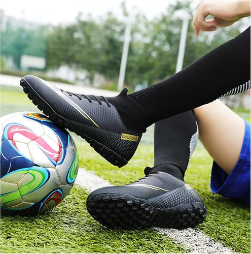 Vista 3 de XJIODF Botines de fútbol para hombre, zapatos de fútbol de caña alta, con cordones, para interiores y exteriores, botas de fútbol americano AG FG TF