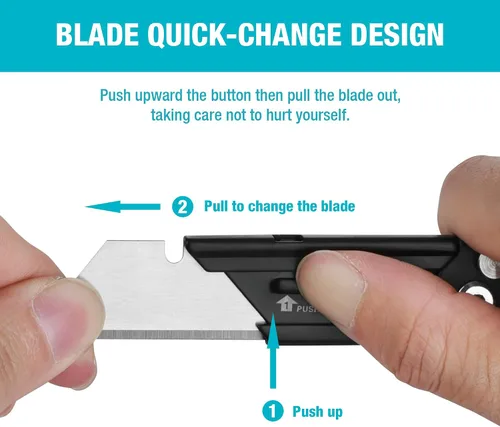 Vista 4 de DURATECH Paquete de 2 Cuchillos Utilitarios Plegables, Mini Cortador de Cajas con Bloqueo de Eje de Seguridad, Clip para Cinturón, Mecanismo