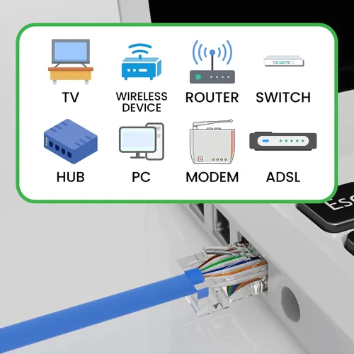 Vista 9 de CableGeeker Paquete de 100 conectores RJ45 Cat 6, chapados en oro Enchufes modulares Cat6 de 3 puntas, cable de red UTP para cable sólido