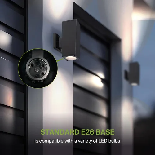 Vista 4 de ASD 2 accesorios de iluminación exterior - 120W E26 120V Cilindro arriba y abajo de bronce moderna lámpara de pared al aire libre LED CFL bombilla