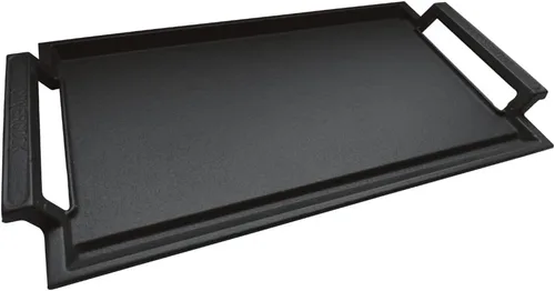 Vista 8 de Sartén para plancha, placa caliente de hierro fundido, parrilla rectangular, 2 asas con superficie acanalada para cocina eléctrica de inducción, 16