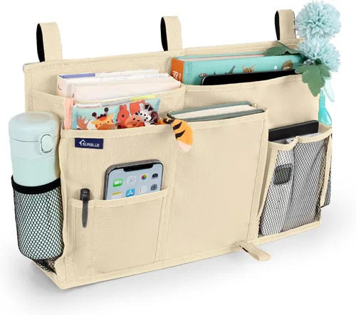 Vista 39 de Surblue Organizador de cama colgante para mesita de noche, bolsa de almacenamiento con bolsillo para literas y camas de hospital, habitaciones
