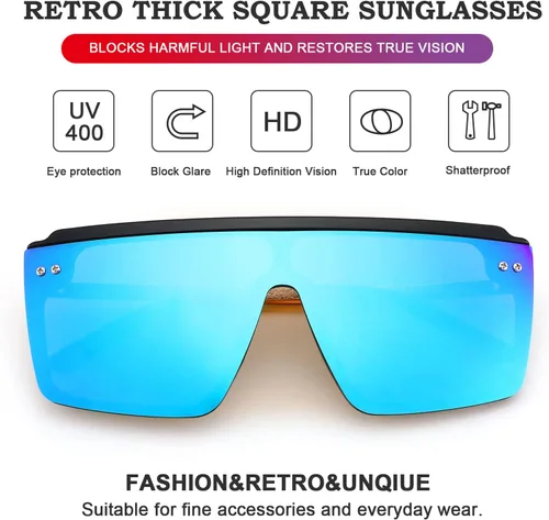 Vista 7 de Gafas de sol cuadradas de gran tamaño para mujer y hombre, moda de moda, parte superior plana, protección UV400
