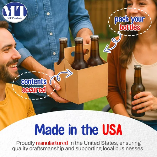 Vista 4 de MT Products 4 soportes para botellas de cartón kraft de 12 onzas. Portabotellas de cerveza o soda para un transporte seguro y fácil, paquete de 4