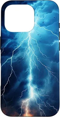 Vista 20 de iPhone 13 Pro Max Cool Blue Lightning Bolt Storm Funda de arte gráfico Wild Nature Sky