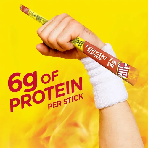 Vista 3 de Slim Jim - Palitos de carne seca ahumada gigante, sabor Teriyaki, 0.97 onzas, 24