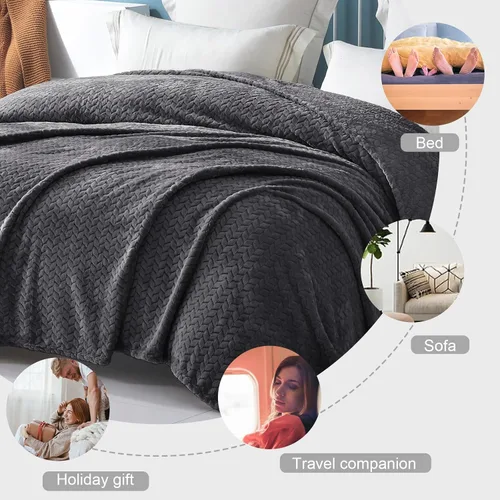 Vista 5 de Exclusivo Mezcla Manta de cama de forro polar suave, tamaño Queen Gris Oscuro