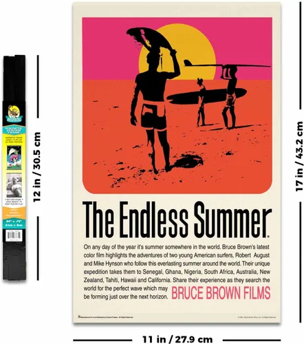 Vista 4 de Scorpio Posters The Endless Summer - Officially Licensed - Retro Movie Mini Poster - 11" x 17" - with Black Wood Poster Holder