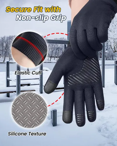 Vista 4 de Winter Gloves for Men Women Cold Weather - Touchscreen Gloves for Running