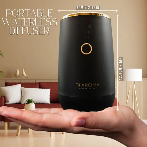 Vista 2 de Difusor de aceite esencial sin agua, difusor de aceite aromático nebulizador portátil para automóvil, hogar y oficina, recargable por USB, Blanco