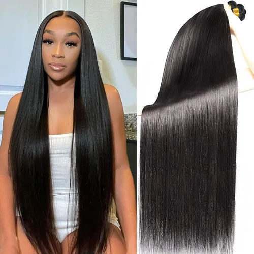 Vista 21 de Paquetes Bob Liso 3 Paquetes de Cabello Humano Corto 10, 10 y 10 Pulgadas, 100% Cabello Crudo Sin Procesar, Tejido Rápido, Color Negro Natural