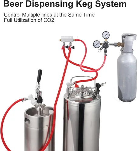 Vista 7 de Distribuidor de gas de CO2 de colector de gas, colector de CO2 de 2 vías, divisor de CO2 de barril de cerveza, distribuidor de aire de barril