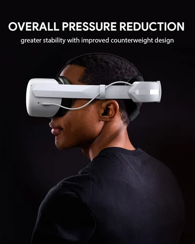 Vista 5 de AUBIKA Head Strap with Battery for MetaOculus Quest 2 Extend PlaytimeCounter BalanceFast Charging Adjustable Elite Strap Replacement Accessories