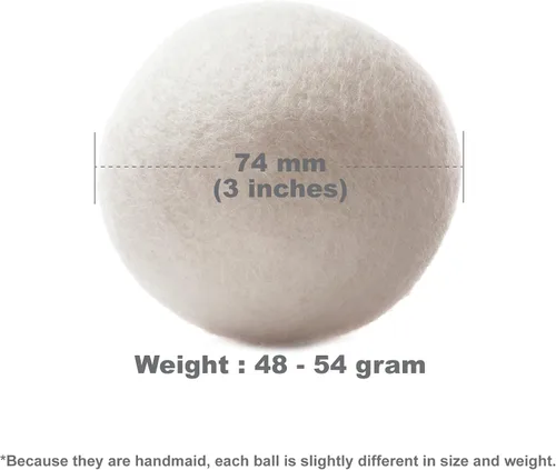 Vista 3 de Wooland Wholesale Bulk Laundry XL Premium - Pelotas secadoras de lana 100% de lana orgánica de Nueva Zelanda Suavizante de tela natural para pieles