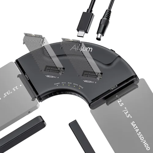 Vista 9 de Alxum Lector multitarjeta USB C 5 en 1 de 10 Gbps y carcasa M.2 NVMe Plug & Play para fotógrafos editores de video, CFexpress A/B, SD 4.0, Micro SD