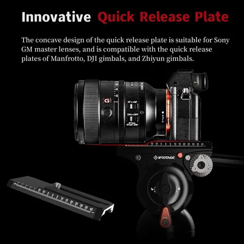 Vista 3 de IFOOTAGE Komodo K5S - Cabezal fluido para trípode de video, cabezal fluido para cámaras con placa de liberación rápida, para fotografía profesional