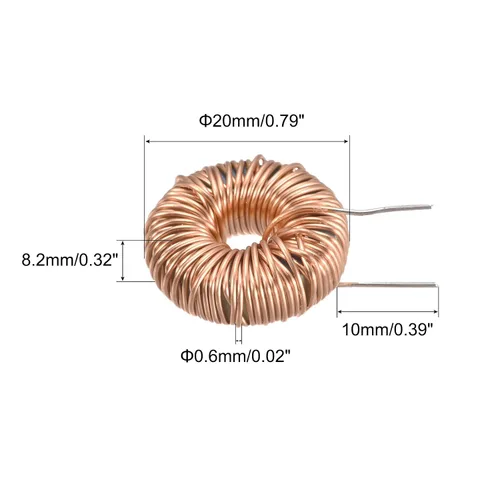 Vista 2 de MECCANIXITY Toroid Inductance - Bobina de cobre de inductancia 330uH 5A para placa de circuito de bricolaje, paquete de 10