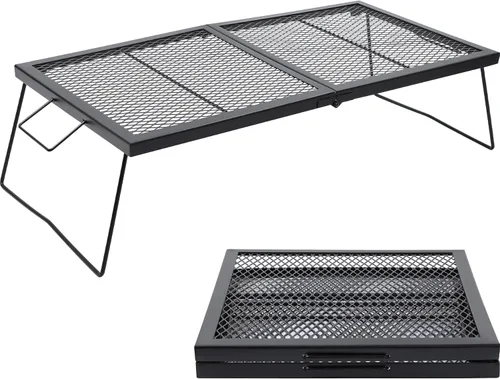 Vista 8 de REDCAMP Parrilla Plegable de Camping 2 en 1, Parrilla Plegable de Mesa para Cocina al Aire Libre con Fuego Descubierto para Acampar, Parrilla