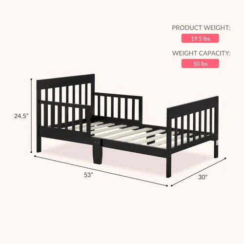 Vista 4 de Dream On Me Finn - Cama para niños pequeños, color negro, con certificado Greenguard Gold y JPMA, acabados no tóxicos, hecha de madera de pino