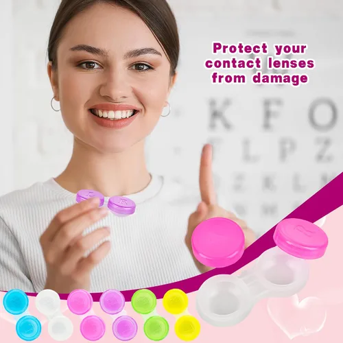 Vista 5 de 180 fundas para lentes de contacto transparentes, caja de soporte para lentes de contacto coloridas, lindas fundas de contacto a granel para ojos