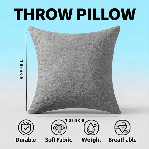 Vista 5 de Almohadas con rellenos incluidos, almohadas de sofá de 18 x 18 pulgadas, almohadas para sofá, azul, paquete de 2, gris claro